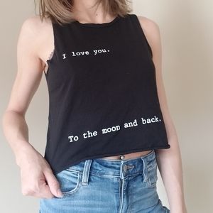I love you to the moon and back graphic crop top